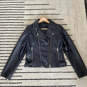 NWOT navy blue leather jacket
